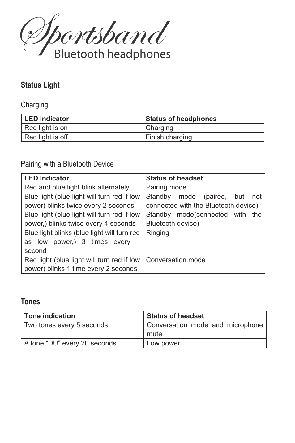 Sb1-usermanual-20100225-09, Sportsband, Bluetooth headphones | JayBird SB1 User Manual | Page 9 / 11