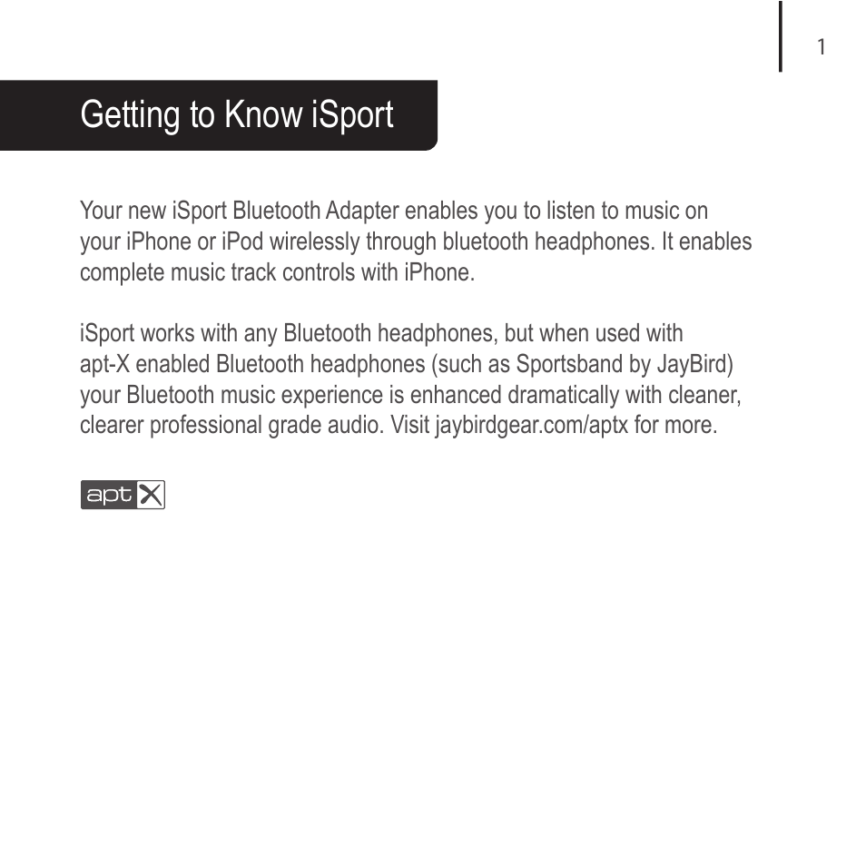Getting to know isport | JayBird BAIP v.1 User Manual | Page 2 / 9