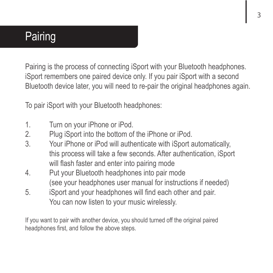 Pairing | JayBird BAIP v.1 User Manual | Page 4 / 9