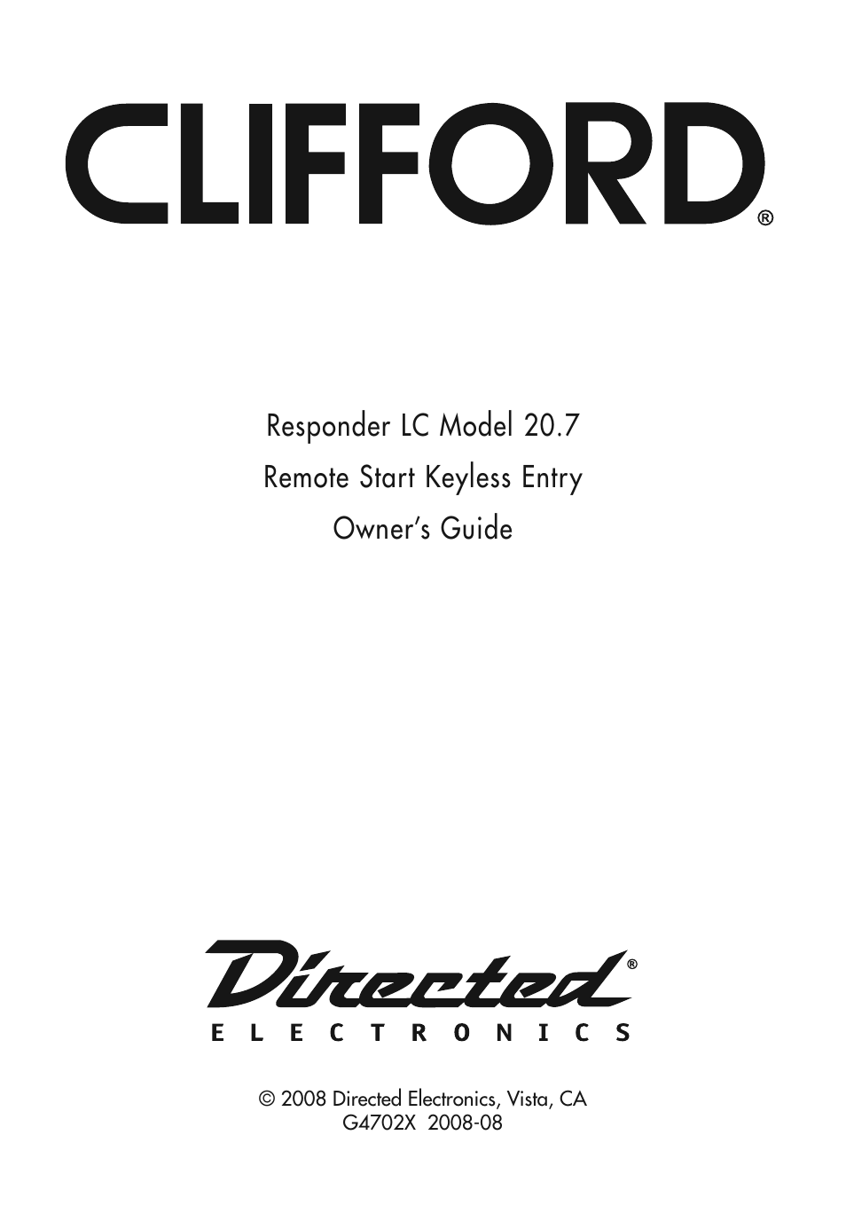 CLIFFORD 20.7 User Manual | 52 pages
