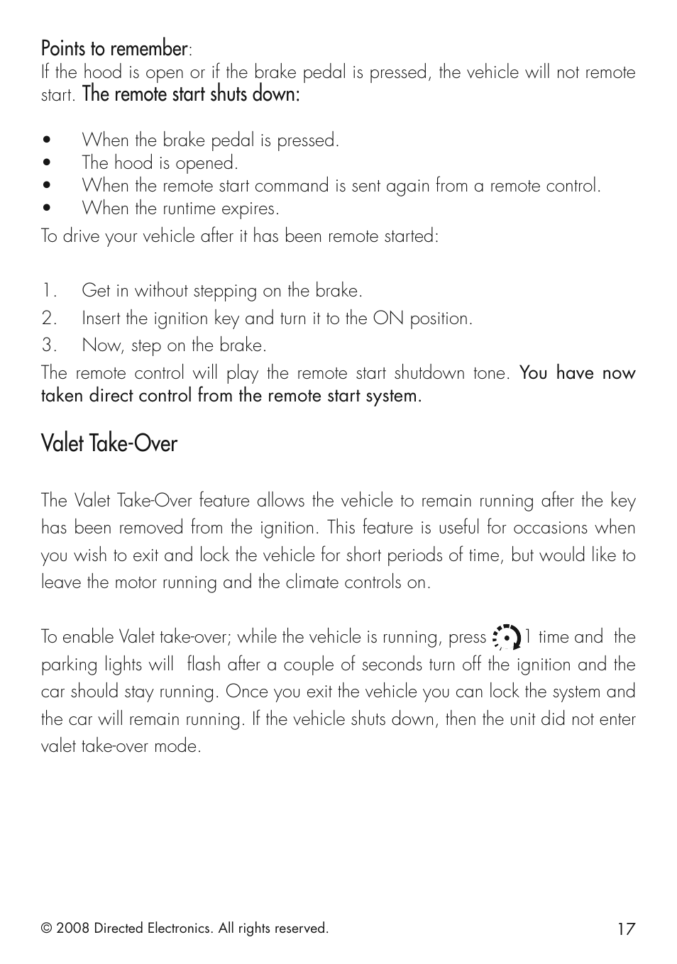 Valet take-over | CLIFFORD 20.7 User Manual | Page 17 / 52