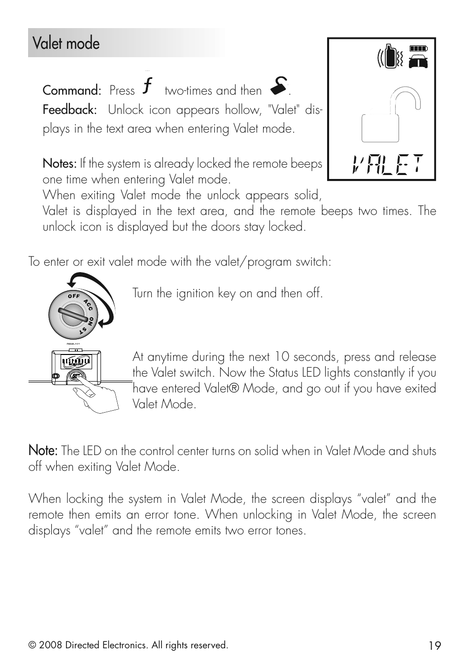 Valet mode | CLIFFORD 20.7 User Manual | Page 19 / 52