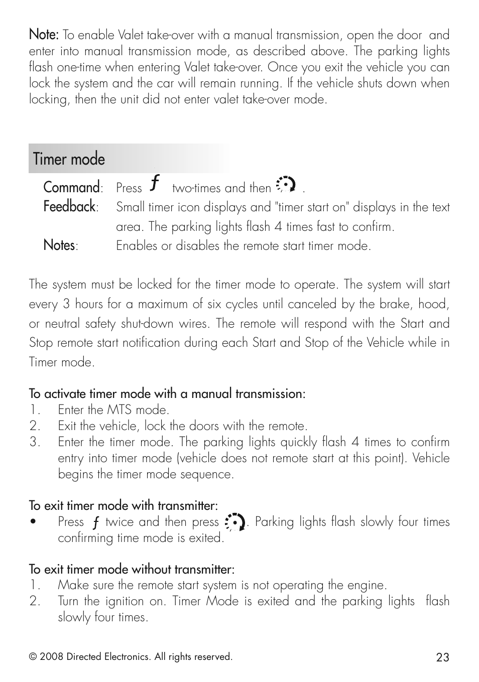 Timer mode | CLIFFORD 20.7 User Manual | Page 23 / 52