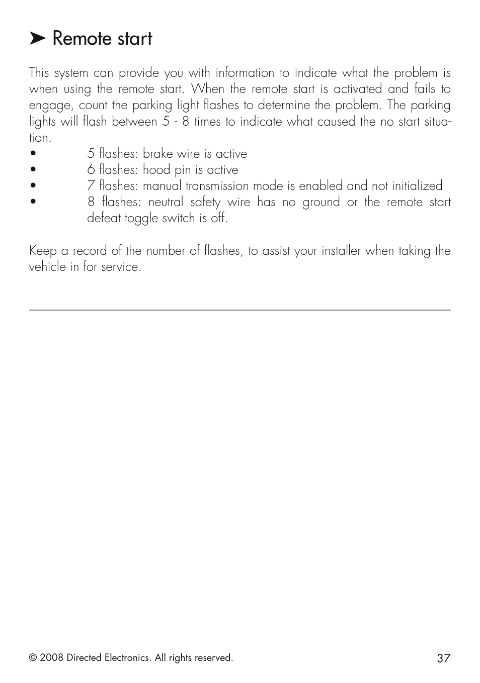 Remote start | CLIFFORD 20.7 User Manual | Page 37 / 52