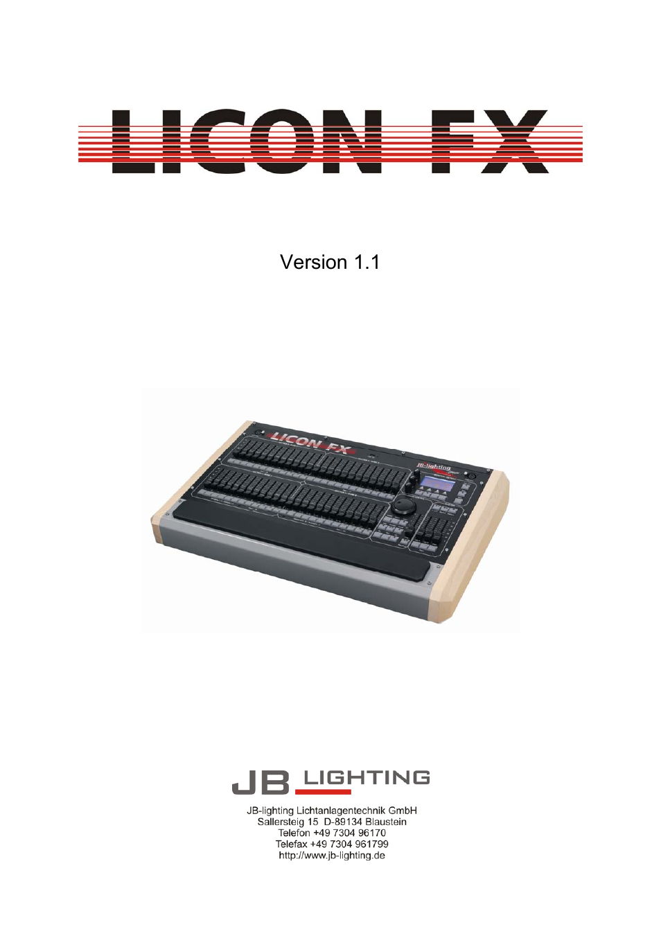 JB-Lighting Licon FX User Manual | 44 pages