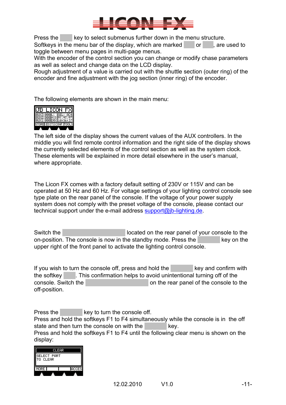 2 resetting the console | JB-Lighting Licon FX User Manual | Page 11 / 44