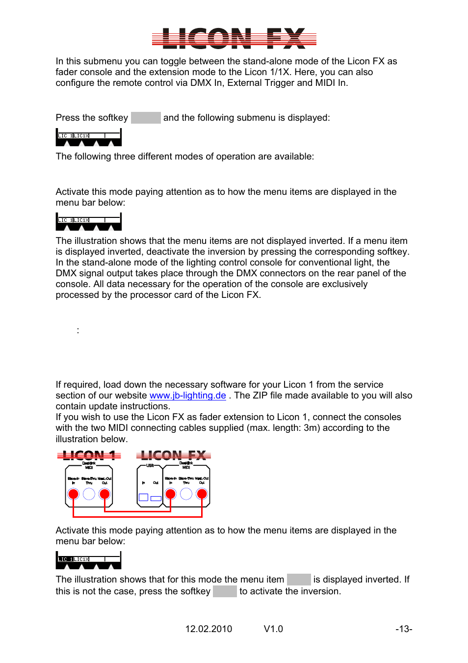 JB-Lighting Licon FX User Manual | Page 13 / 44