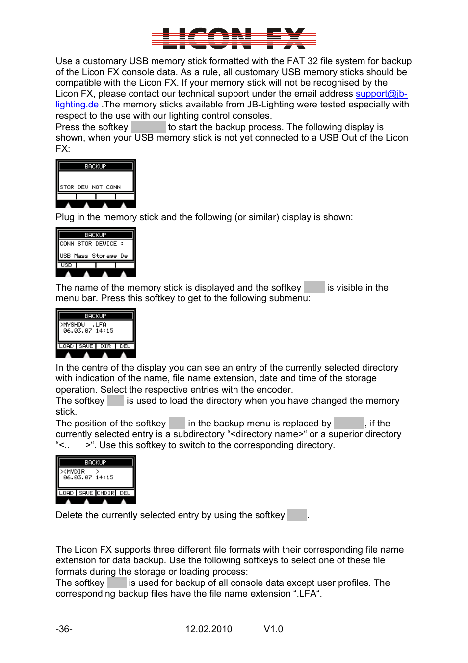 JB-Lighting Licon FX User Manual | Page 36 / 44