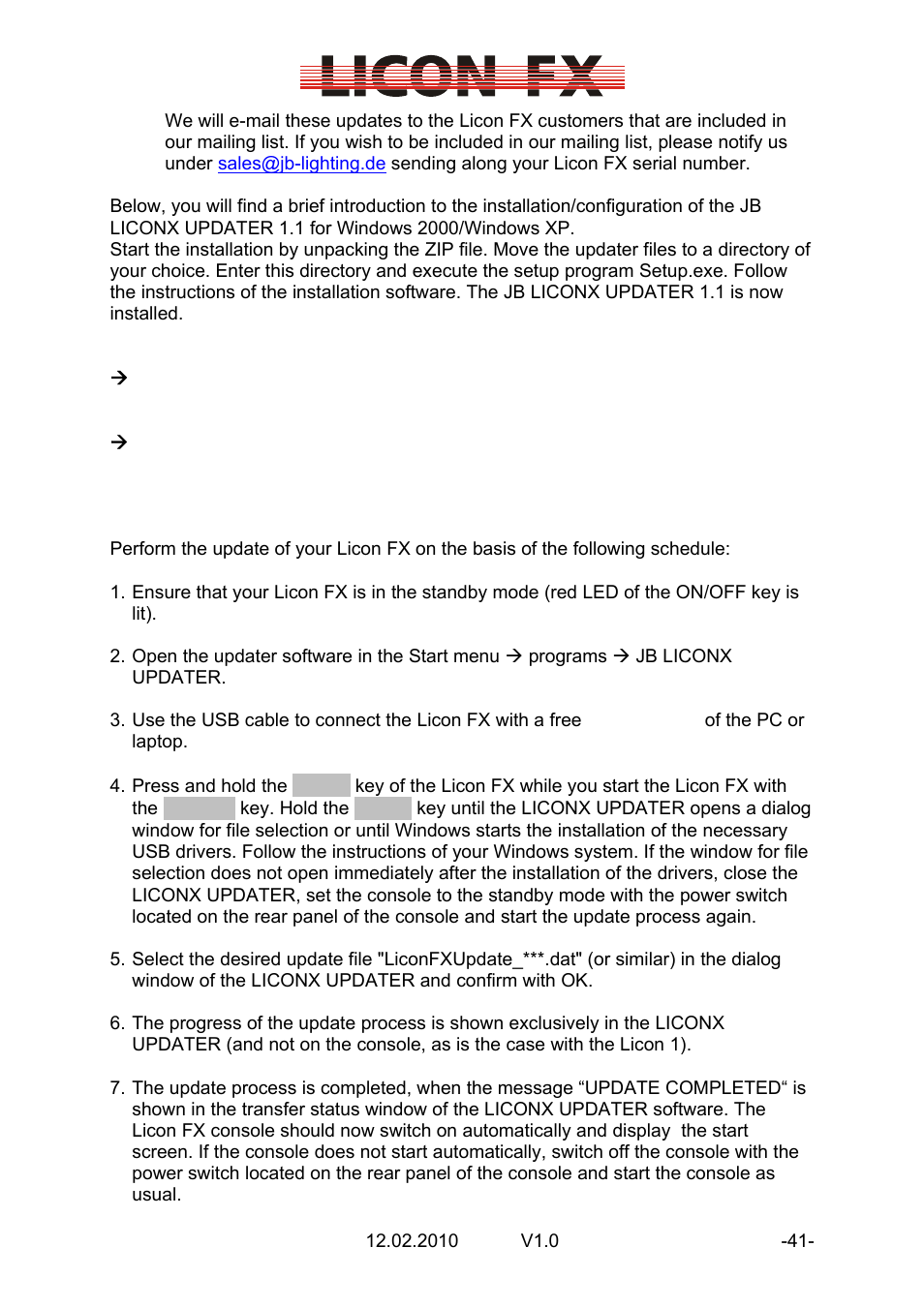 JB-Lighting Licon FX User Manual | Page 41 / 44