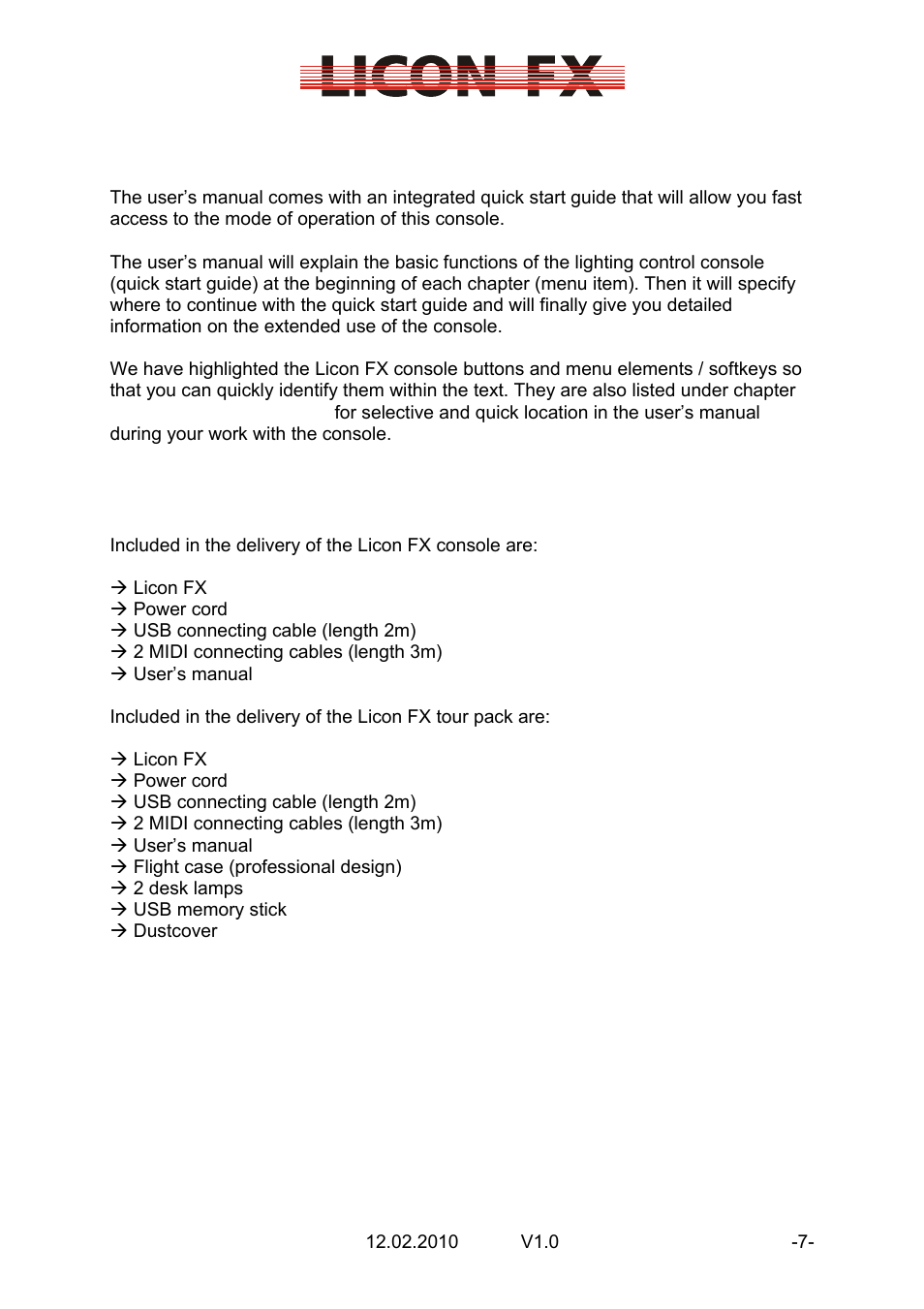 1 first steps | JB-Lighting Licon FX User Manual | Page 7 / 44