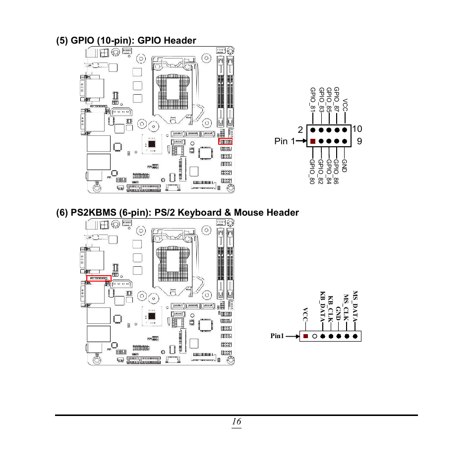 6) ps2kbms (6-pin): ps/2 keyboard & mouse header, 2pin 1 10 | Jetway Computer NF9QU User Manual | Page 21 / 44