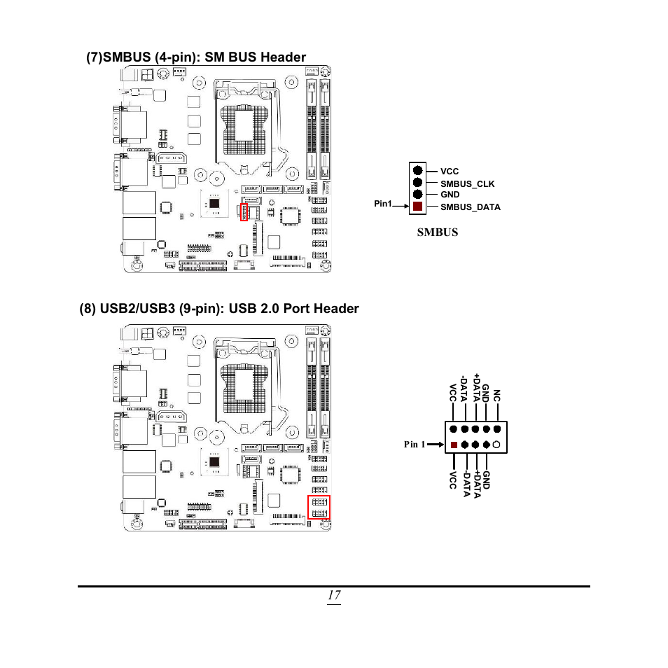 17 (7)smbus (4-pin): sm bus header | Jetway Computer NF9QU User Manual | Page 22 / 44