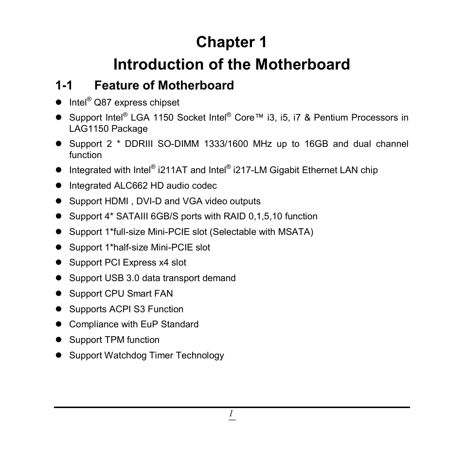 Chapter 1 introduction of the motherboard, 1 feature of motherboard | Jetway Computer NF9QU User Manual | Page 6 / 44