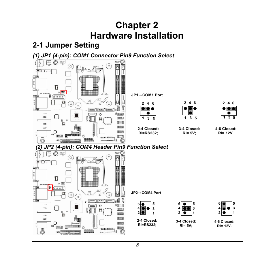 Chapter 2 hardware installation, 1 jumper setting | Jetway Computer NF9Q User Manual | Page 13 / 48