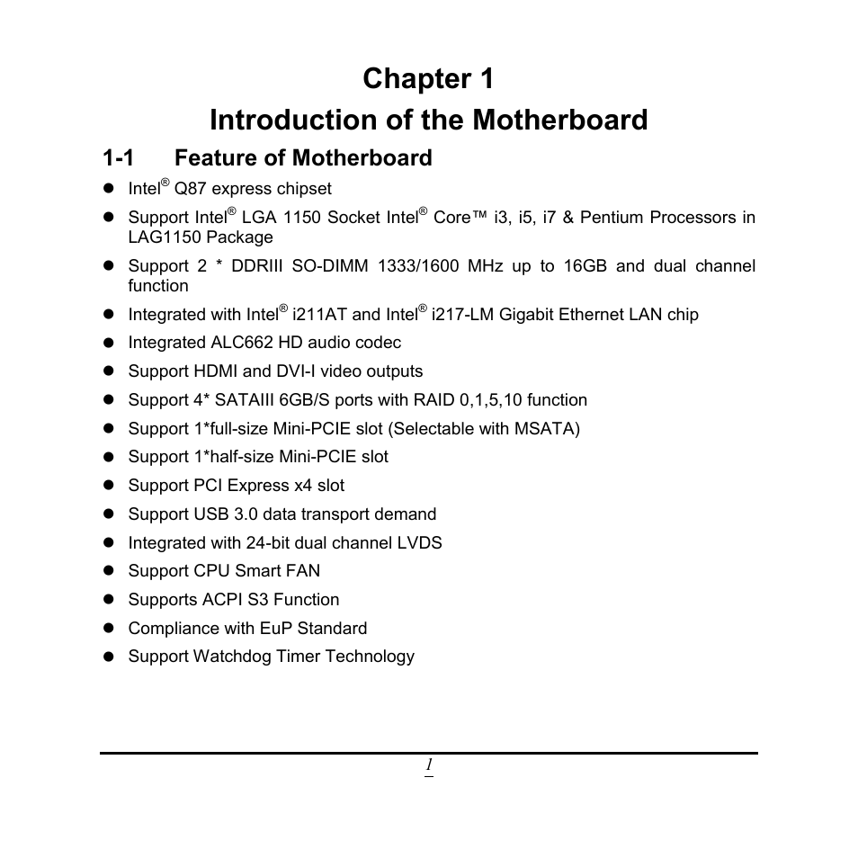 Chapter 1 introduction of the motherboard, 1 feature of motherboard | Jetway Computer NF9Q User Manual | Page 6 / 48