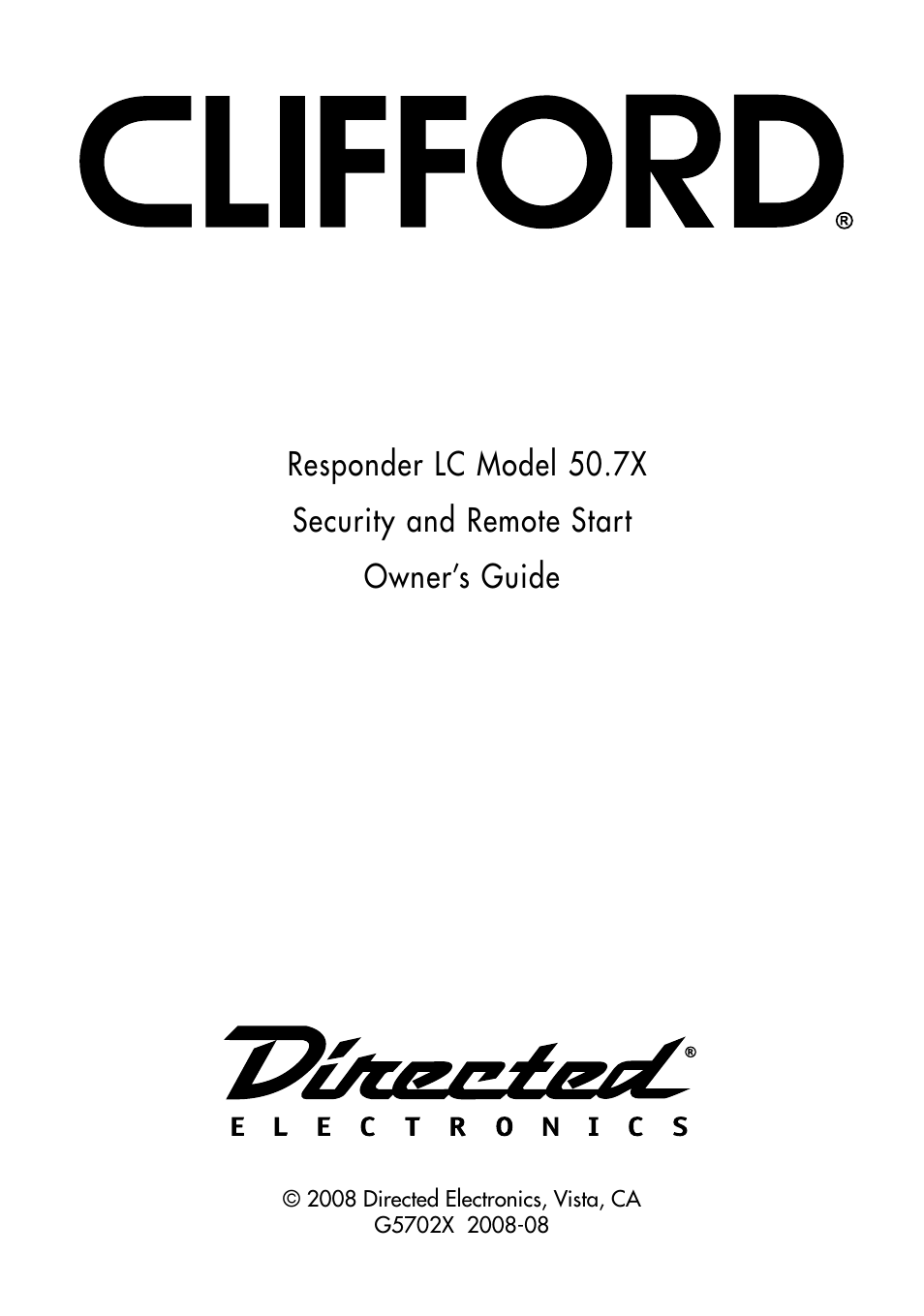 CLIFFORD Responder LC 50.7X User Manual | 60 pages