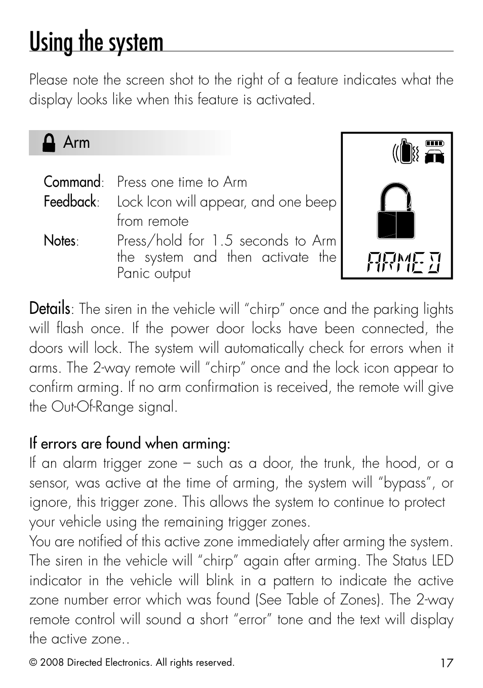 Using the system, Details | CLIFFORD Responder LC 50.7X User Manual | Page 17 / 60