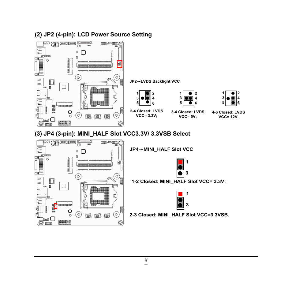 8 (2) jp2 (4-pin): lcd power source setting | Jetway Computer NC9VL User Manual | Page 13 / 43