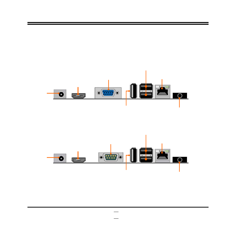 2 connectors and headers 2-2-1 connectors, Nf9kv rear io diagram, Nf9kc rear io diagram | Jetway Computer NF9KC User Manual | Page 20 / 51