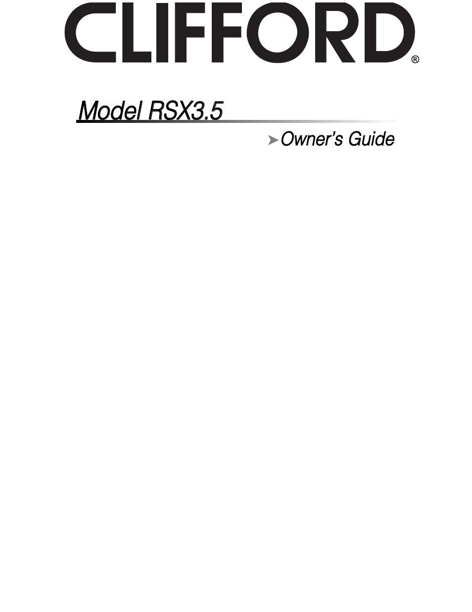 CLIFFORD Model RSX3.5 User Manual | 57 pages