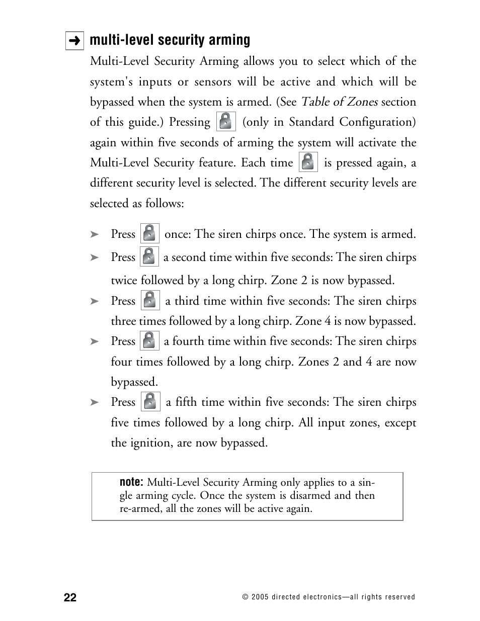 Multi-level security arming | CLIFFORD Model RSX3.5 User Manual | Page 25 / 57
