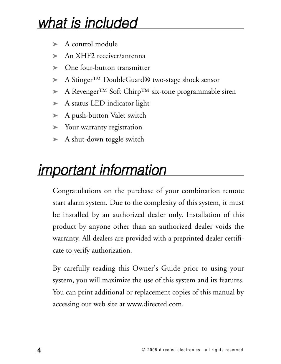 Wwh ha att iiss iin nc cllu ud de ed d | CLIFFORD Model RSX3.5 User Manual | Page 7 / 57