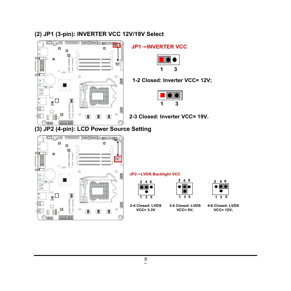 3) jp2 (4-pin): lcd power source setting | Jetway Computer NC9FL User Manual | Page 14 / 40