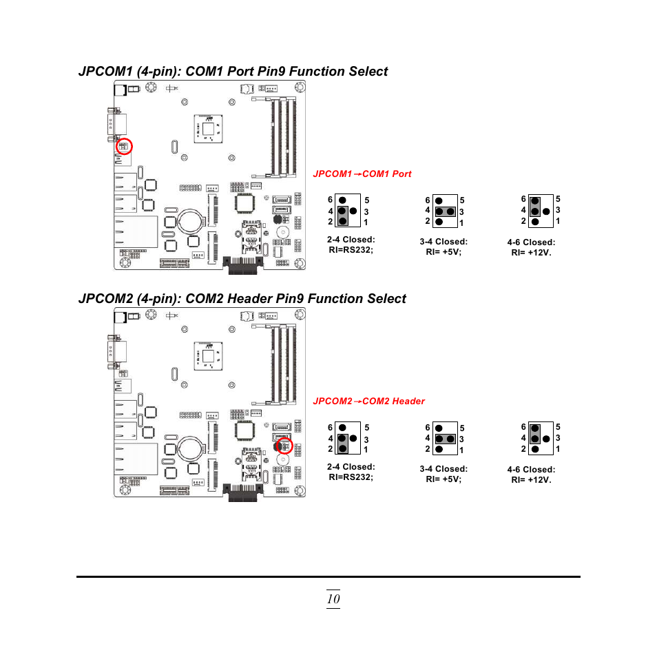 Jpcom2 (4-pin): com2 header pin9 function select | Jetway Computer NF9HG User Manual | Page 15 / 40