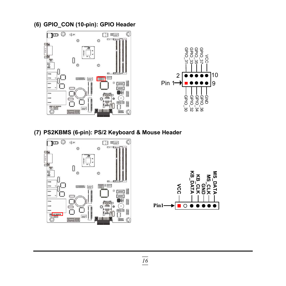 2pin 1 10, 7) ps2kbms (6-pin): ps/2 keyboard & mouse header | Jetway Computer NF9HG User Manual | Page 21 / 40