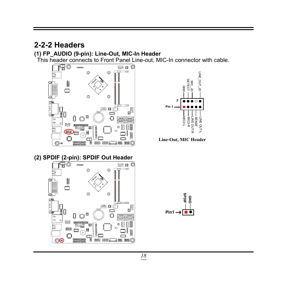 2-2 headers, 2) spdif (2-pin): spdif out header | Jetway Computer NF9W User Manual | Page 23 / 50