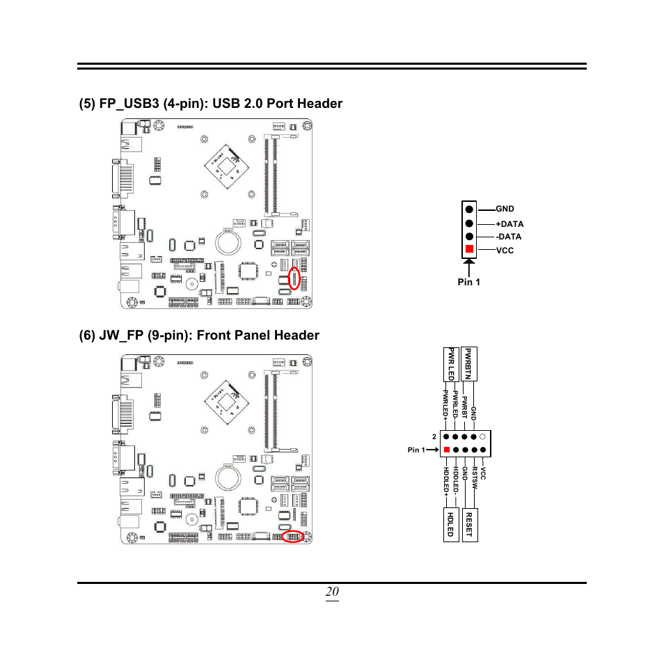 6) jw_fp (9-pin): front panel header | Jetway Computer NF9W User Manual | Page 25 / 50