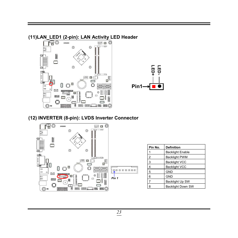 Pin1, 12) inverter (8-pin): lvds inverter connector | Jetway Computer NF9W User Manual | Page 28 / 50