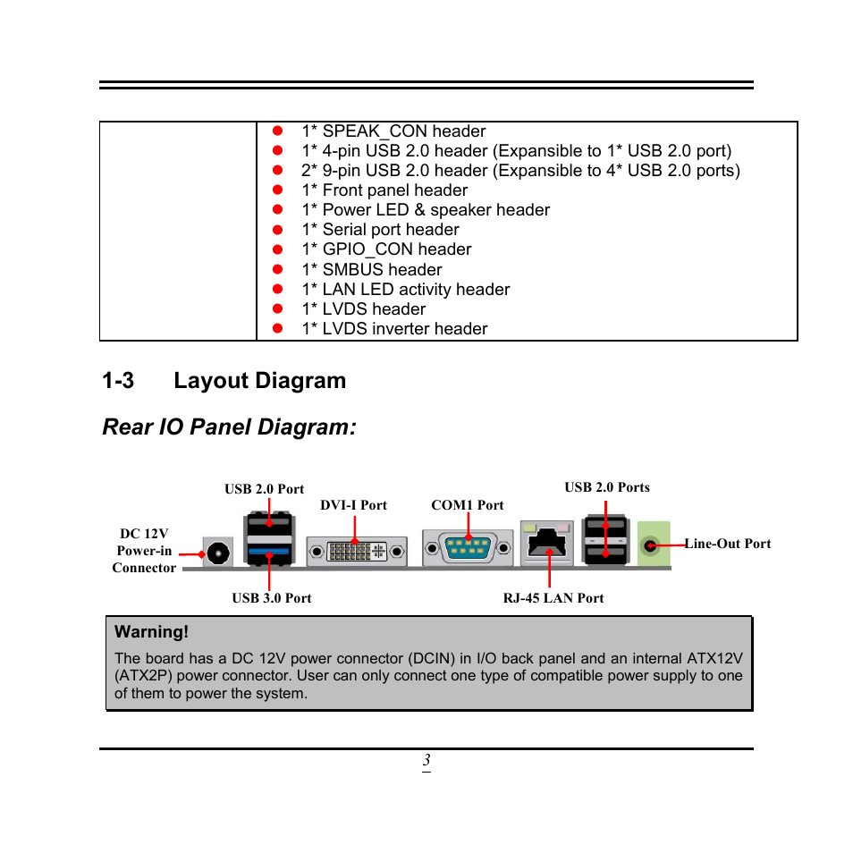 3 layout diagram, Rear io panel diagram | Jetway Computer NF9W User Manual | Page 8 / 50