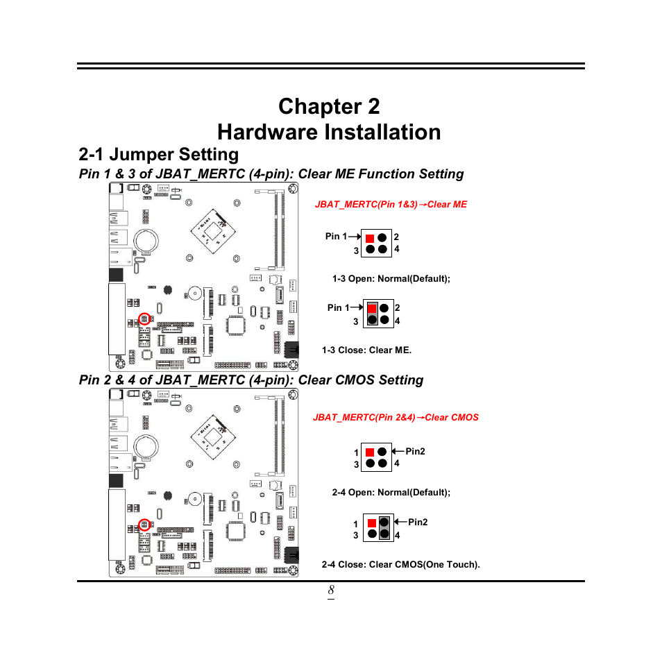 Chapter 2, Hardware installation, 1 jumper setting | Chapter 2 hardware installation | Jetway Computer NF9VT User Manual | Page 13 / 50