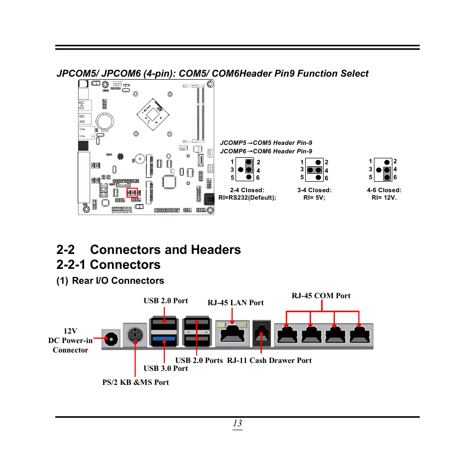 2 connectors and headers, 2-1 connectors, 2 connectors and headers 2-2-1 connectors | 1) rear i/o connectors | Jetway Computer NF9VT User Manual | Page 18 / 50