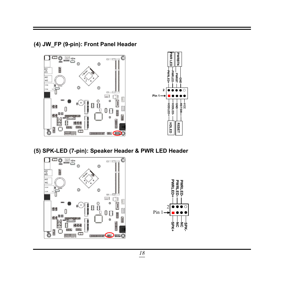 18 (4) jw_fp (9-pin): front panel header, 2pin 1 | Jetway Computer NF9VT User Manual | Page 23 / 50