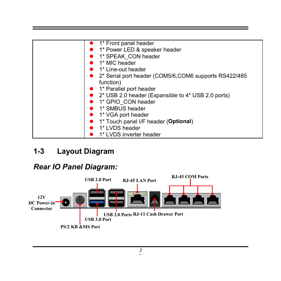 3 layout diagram, Rear io panel diagram | Jetway Computer NF9VT User Manual | Page 8 / 50