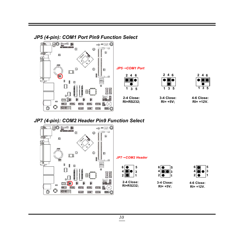 Jp7 (4-pin): com2 header pin9 function select | Jetway Computer NF9U User Manual | Page 15 / 52