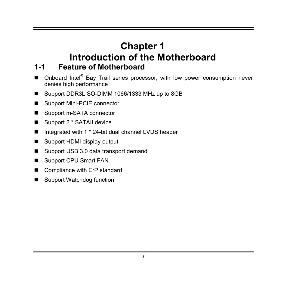 Chapter 1 introduction of the motherboard, 1 feature of motherboard | Jetway Computer NF9U User Manual | Page 6 / 52