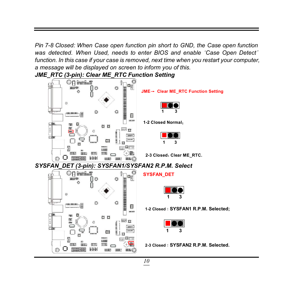 Sysfan_det (3-pin): sysfan1/sysfan2 r.p.m. select | Jetway Computer NF9T User Manual | Page 15 / 53