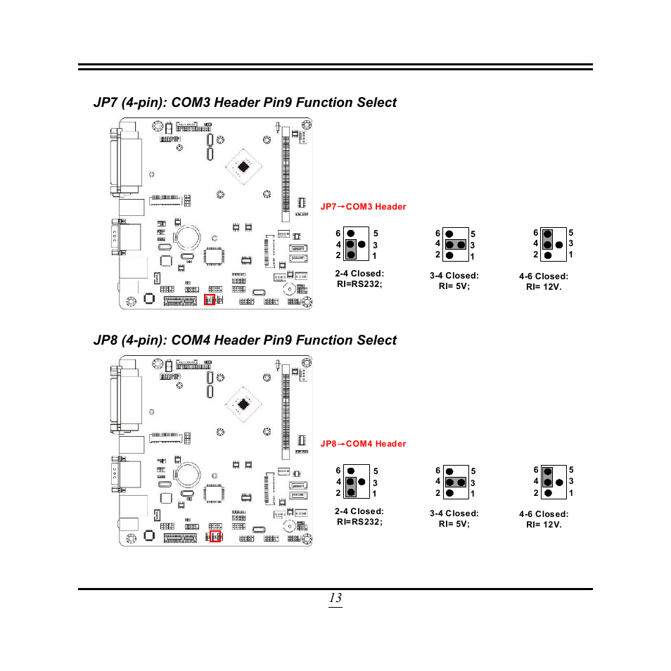 Jp8 (4-pin): com4 header pin9 function select | Jetway Computer NF9T User Manual | Page 18 / 53