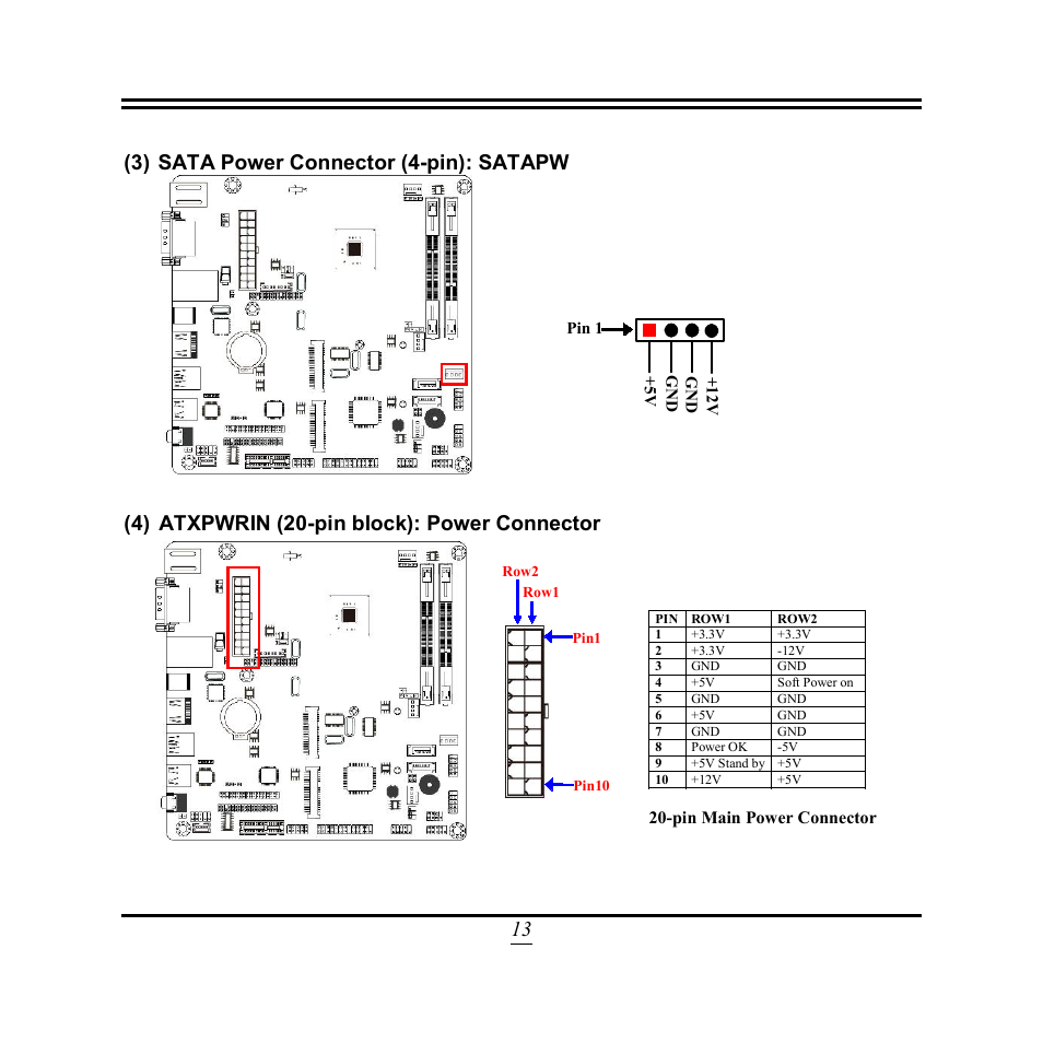 13 (3) sata power connector (4-pin): satapw, 4) atxpwrin (20-pin block): power connector | Jetway Computer NF9N User Manual | Page 18 / 49