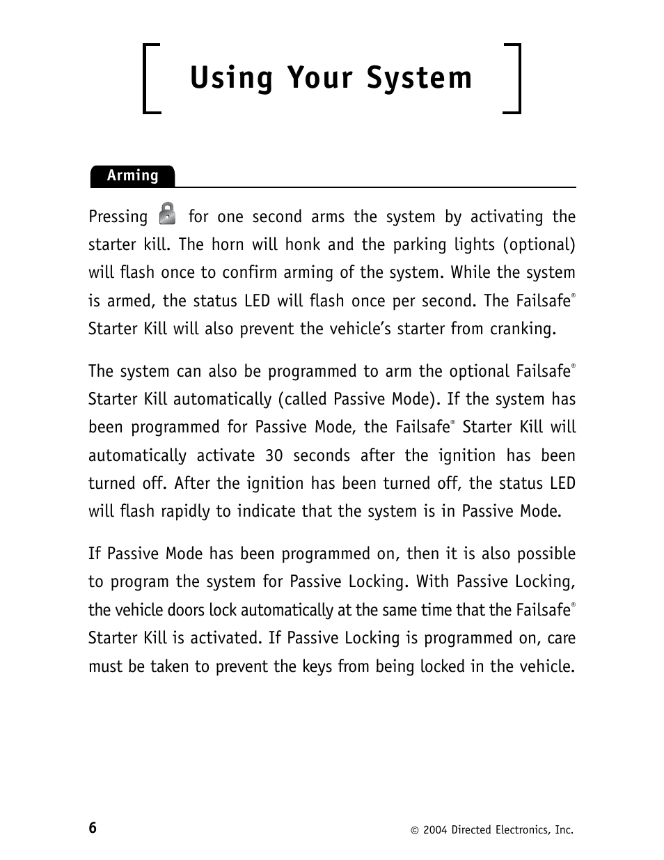 Using your system | CLIFFORD G5 11CX 562C User Manual | Page 10 / 20