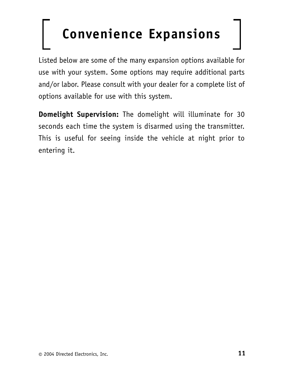 Convenience expansions | CLIFFORD G5 11CX 562C User Manual | Page 15 / 20