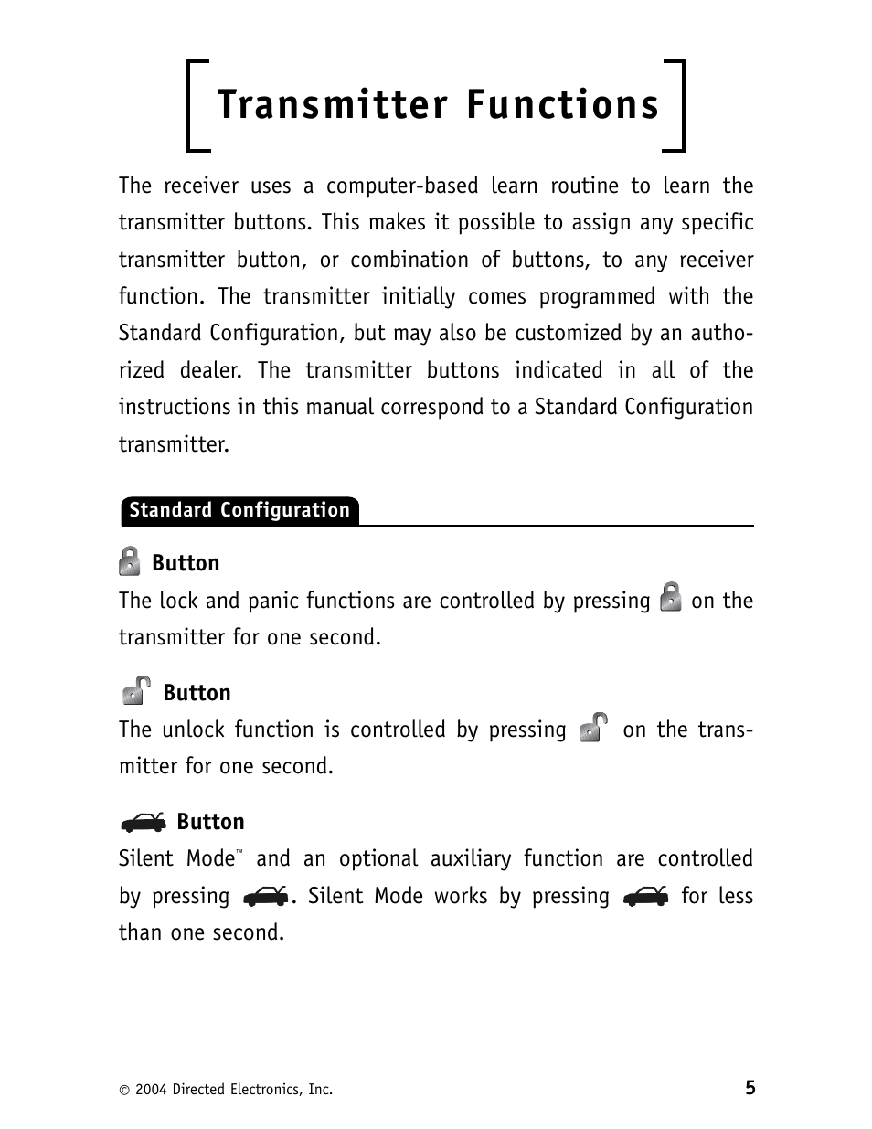 Transmitter functions | CLIFFORD G5 11CX 562C User Manual | Page 9 / 20