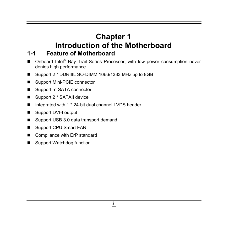 Chapter 1 introduction of the motherboard, 1 feature of motherboard | Jetway Computer NF9M User Manual | Page 6 / 50