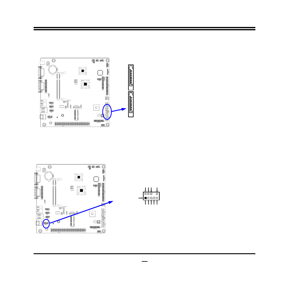 2-2 headers, 1) front panel audio (9-pin): audio1, Serial-ata connectors | Jetway Computer NF95A User Manual | Page 16 / 44