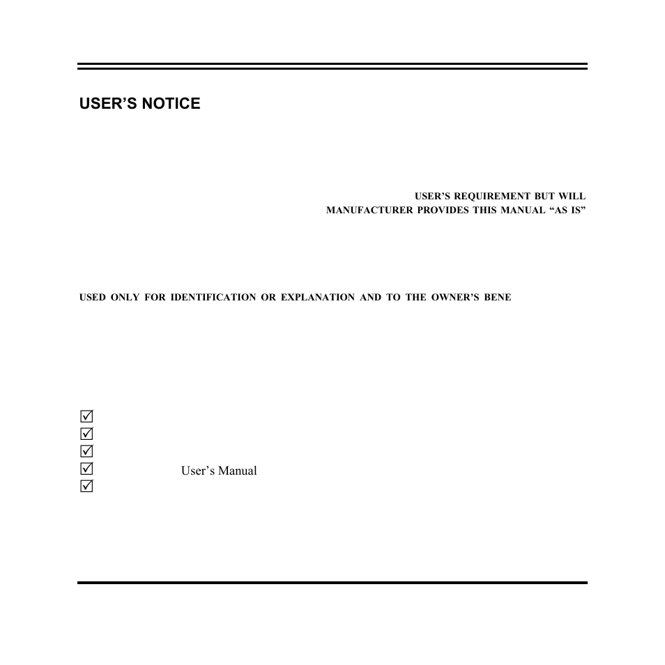 User’s notice, Manual revision information, Item checklist | Jetway Computer NF94 User Manual | Page 5 / 42