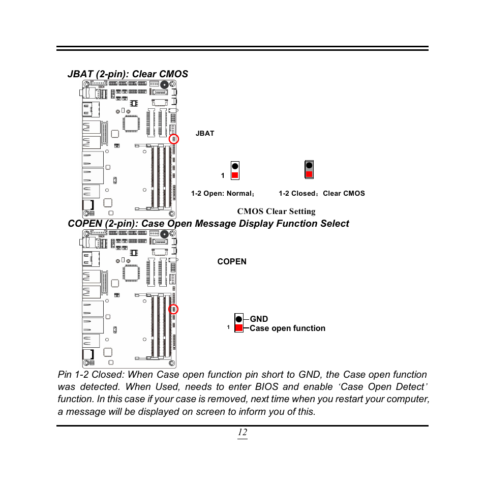 12 jbat (2-pin): clear cmos | Jetway Computer NF3E User Manual | Page 17 / 52