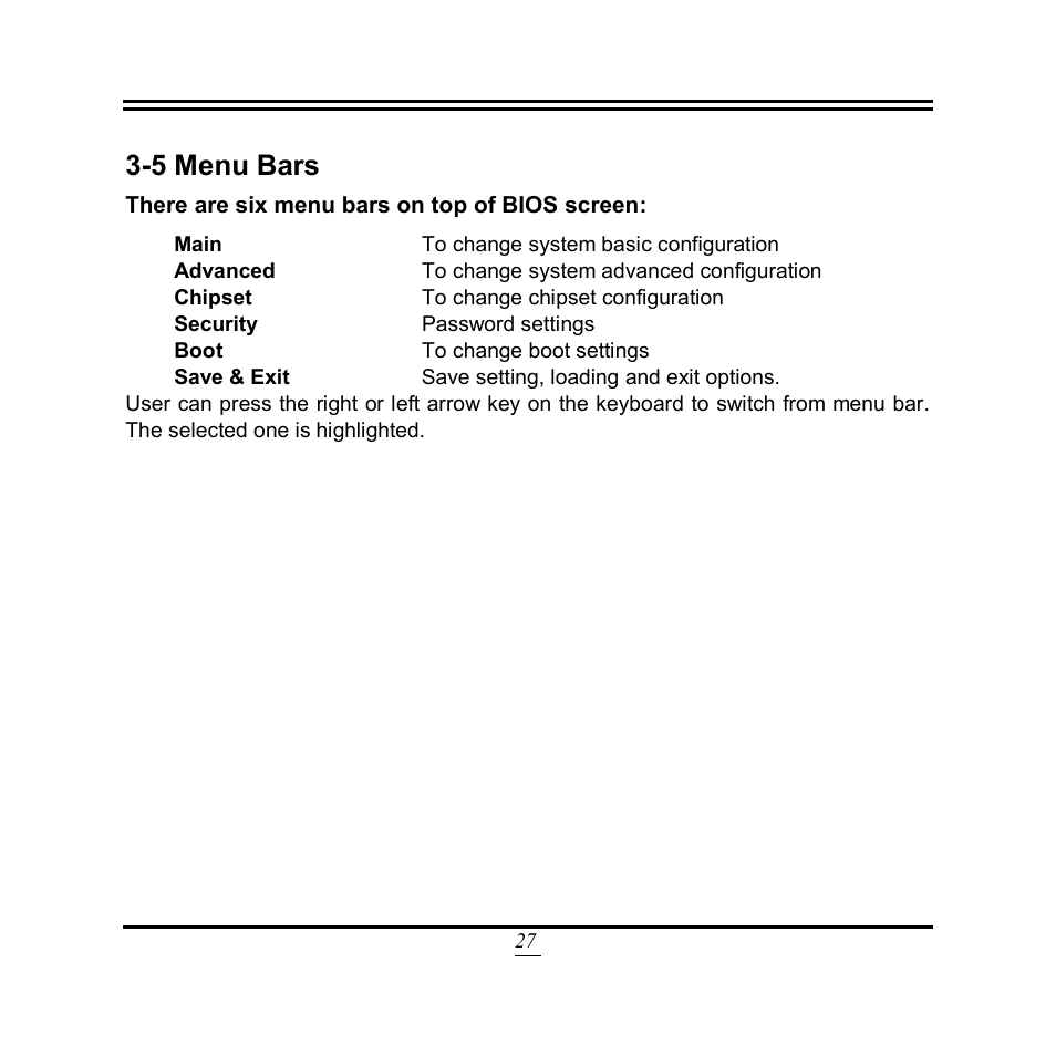 5 menu bars | Jetway Computer NF3E User Manual | Page 32 / 52